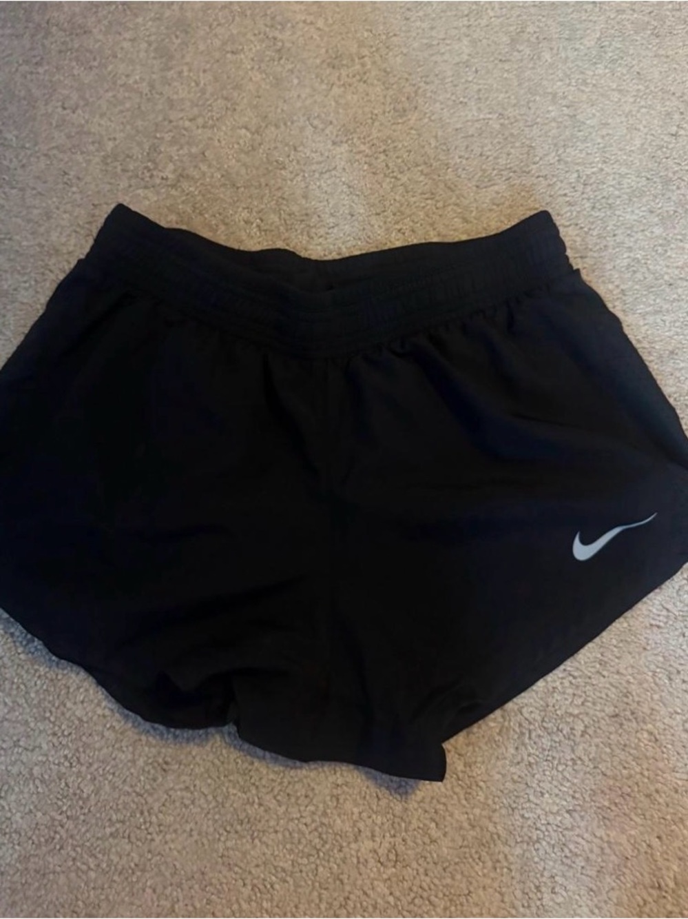 Nike Women's Black Running Shorts with White Swoosh